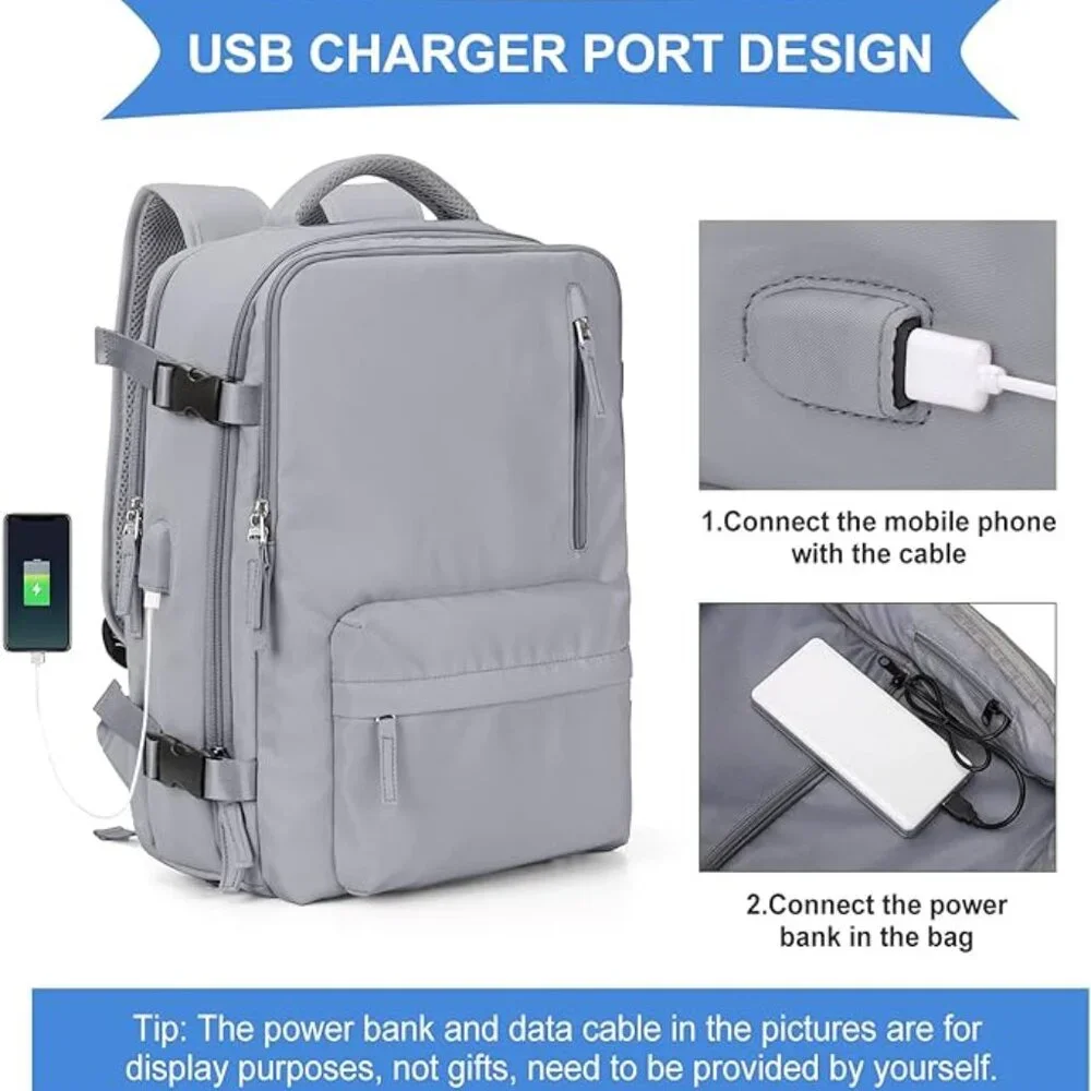 New! Last! Travel laptop Backpack For Men & Women, Carry On Backpack BLACK - Picture 3 of 8